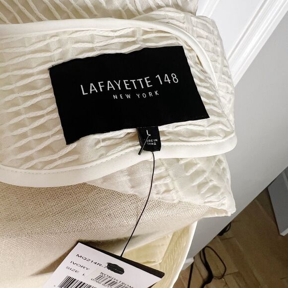 NEW Lafayette 148 NY ivory Open Front Jacket Blazer Size L - Picture 10 of 11